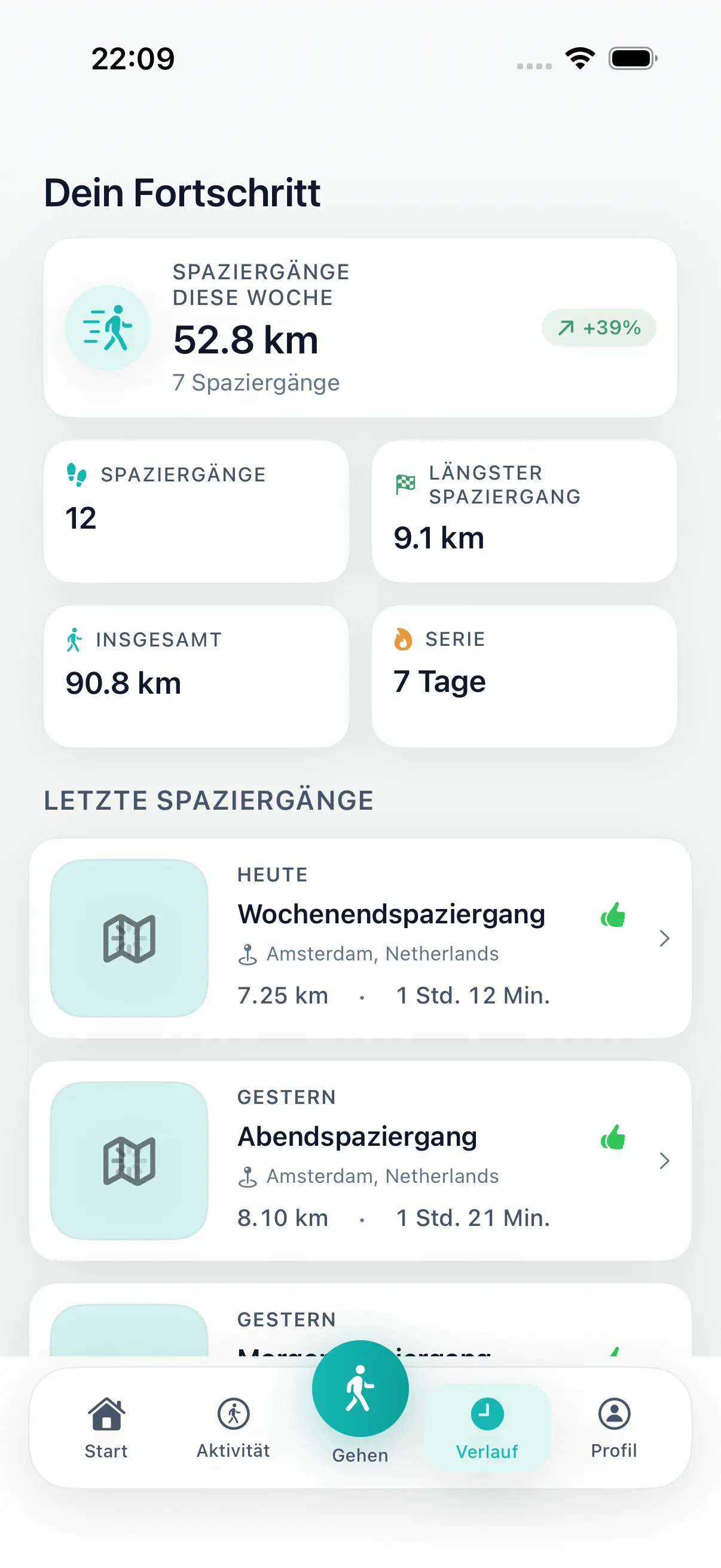 Spaziergang App für iPhone
