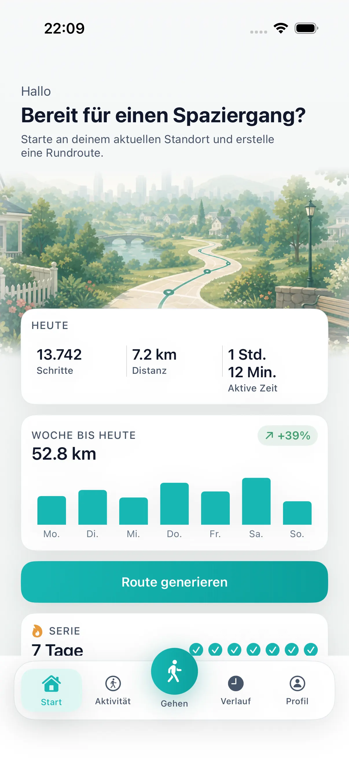 DailyWander home screen