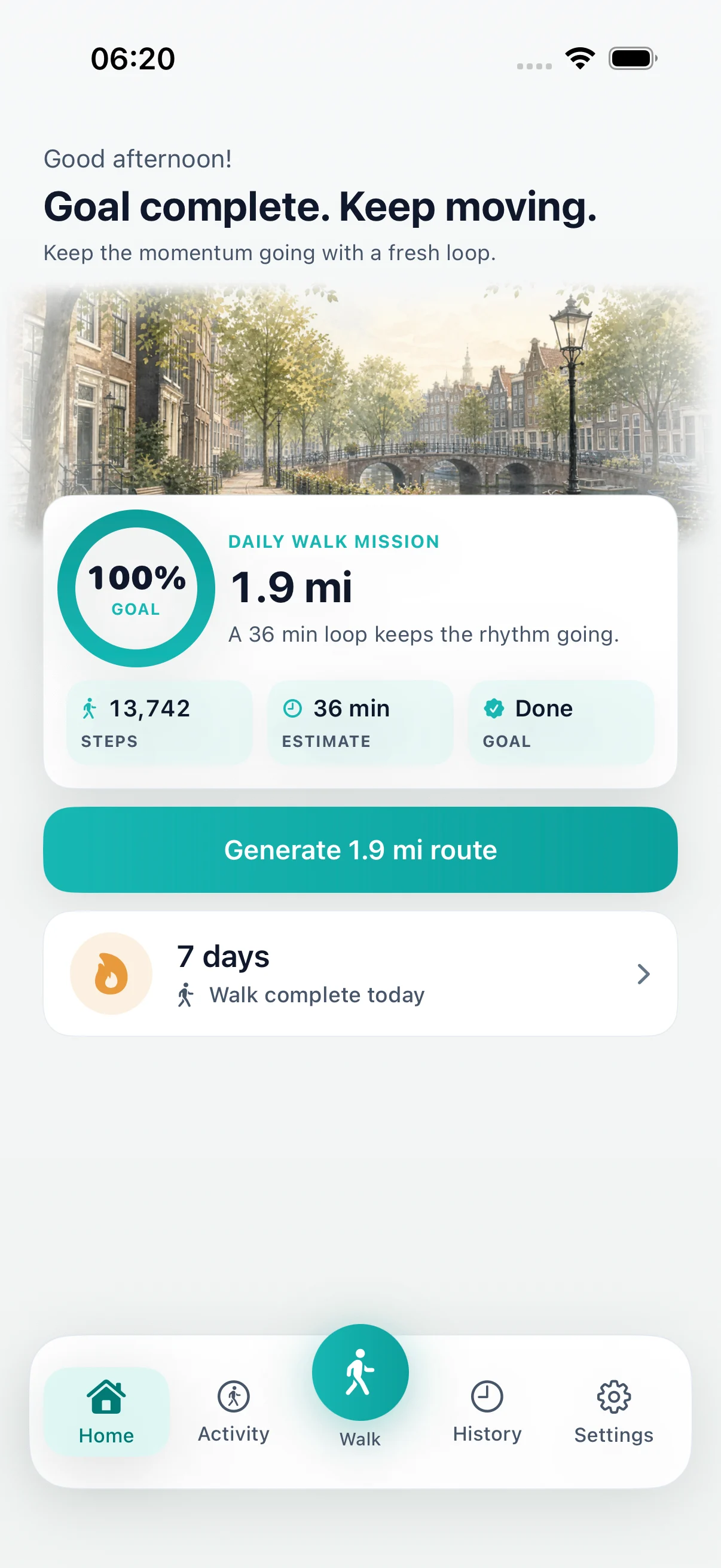 DailyWander app screen