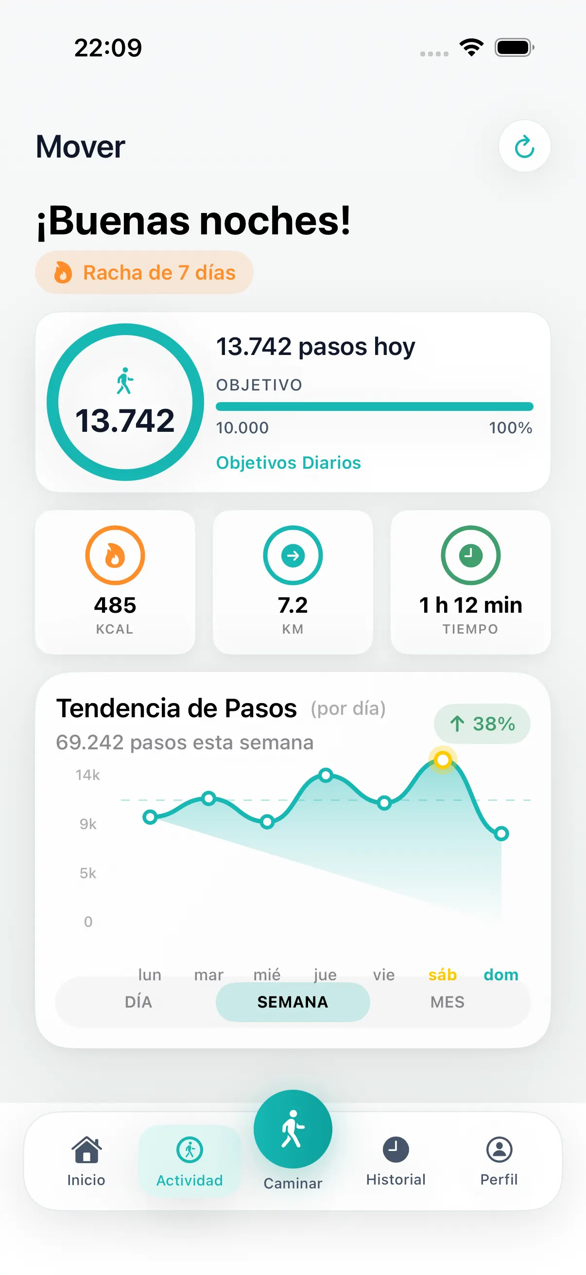 App para caminar en iPhone