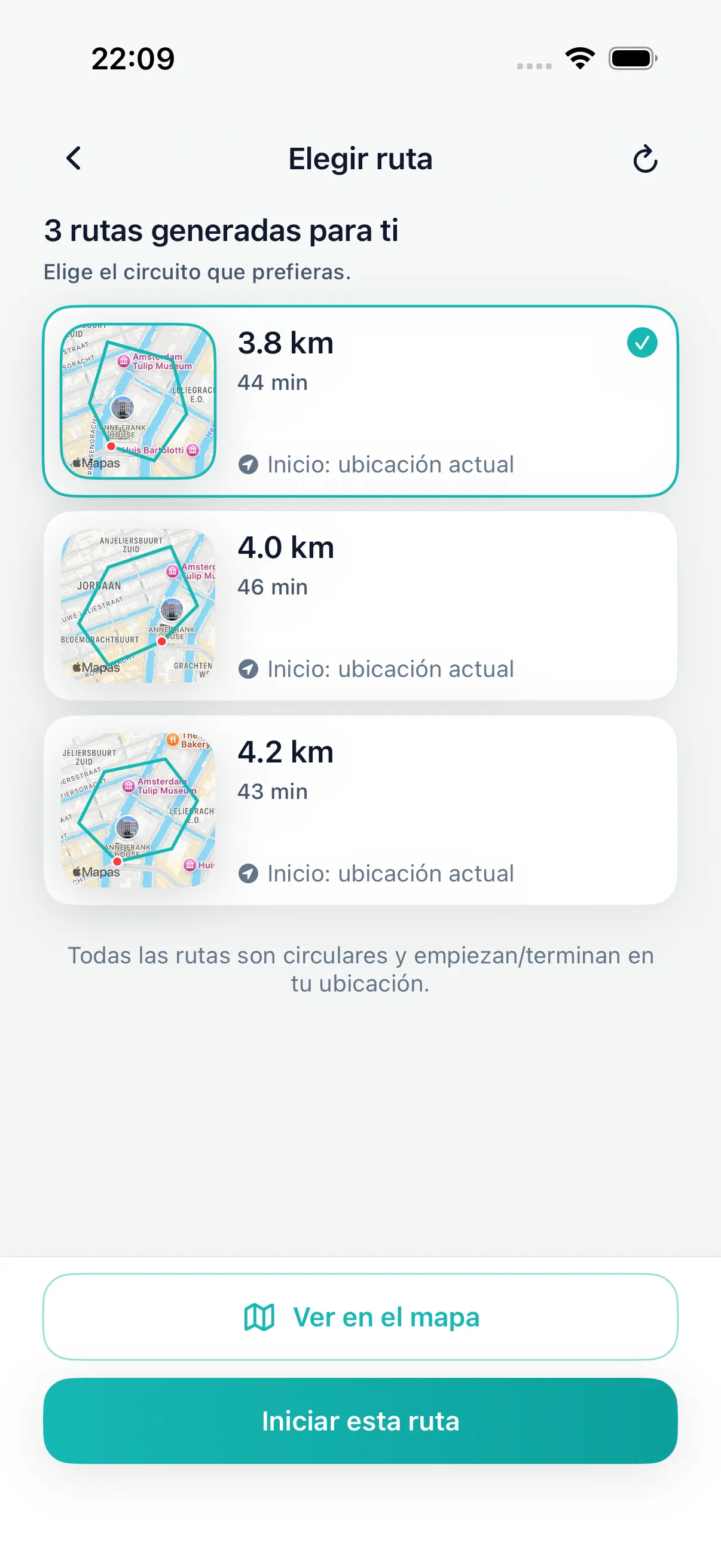 Rutas circulares a pie