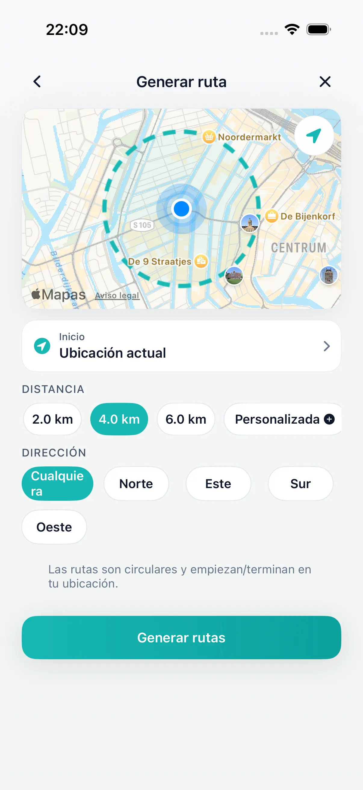 Rutas circulares a pie