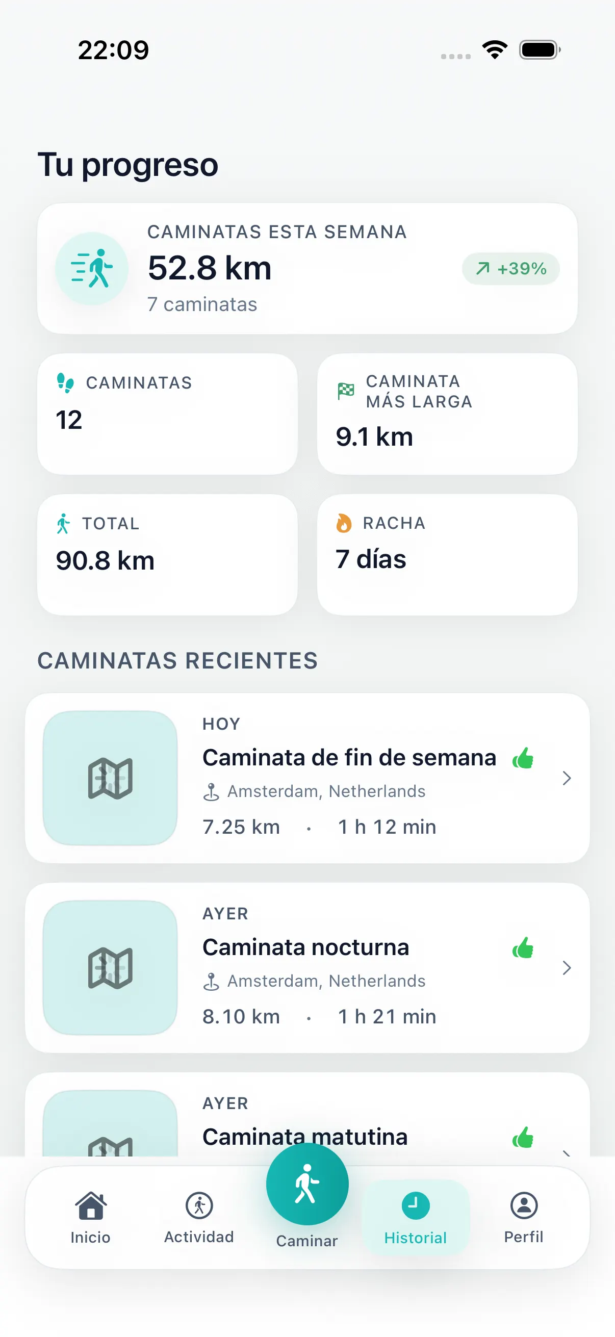 App para caminar en iPhone