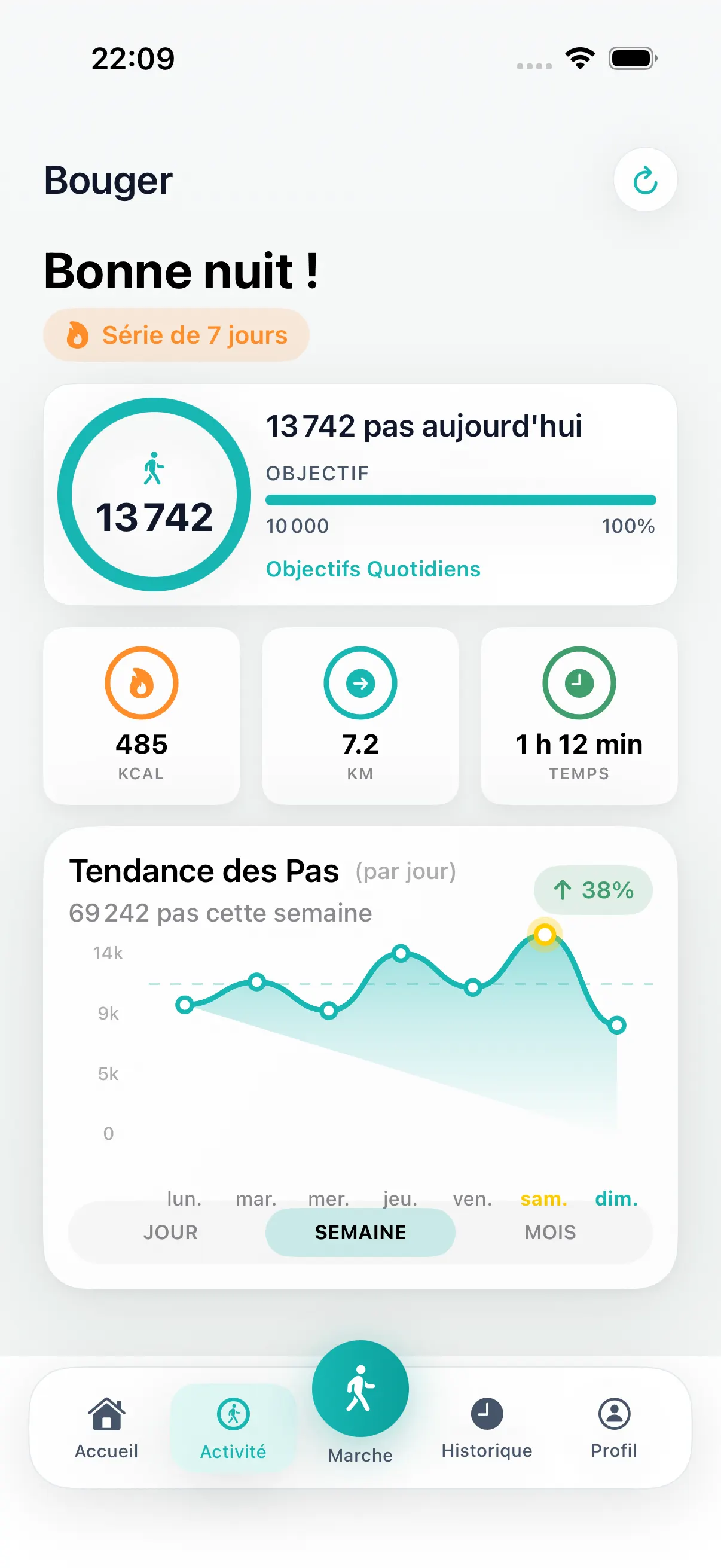 Application de marche iPhone