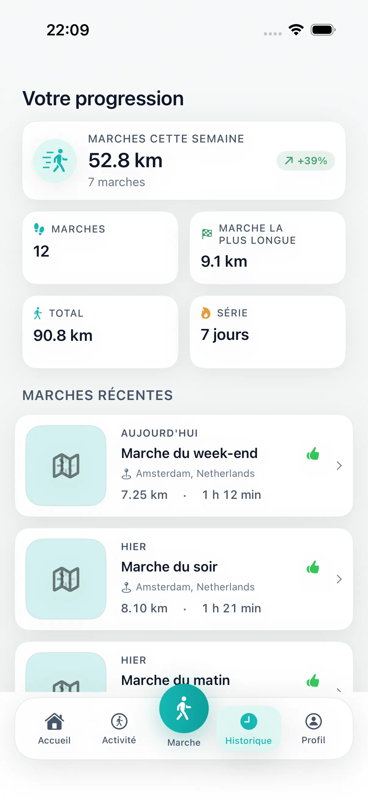 Application de marche iPhone
