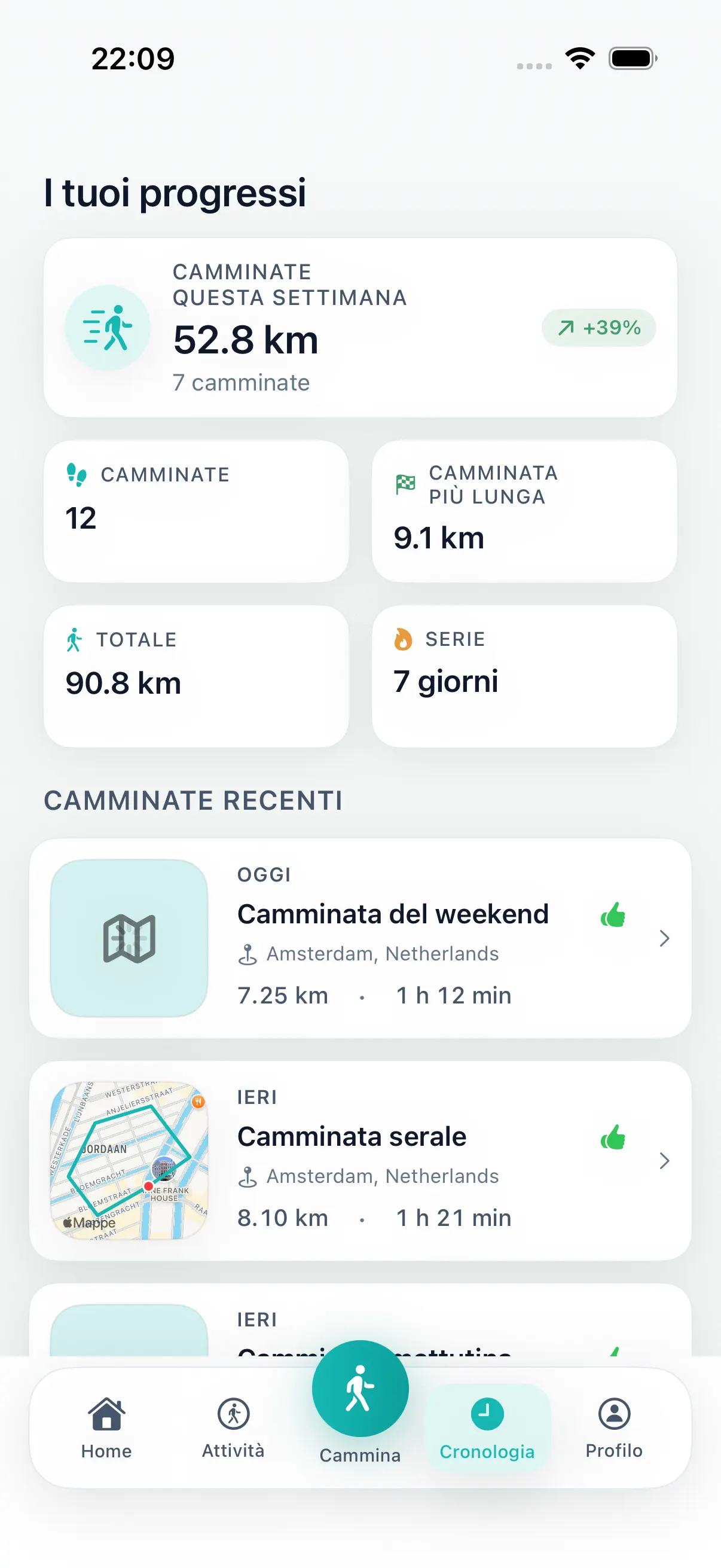 App camminata iPhone