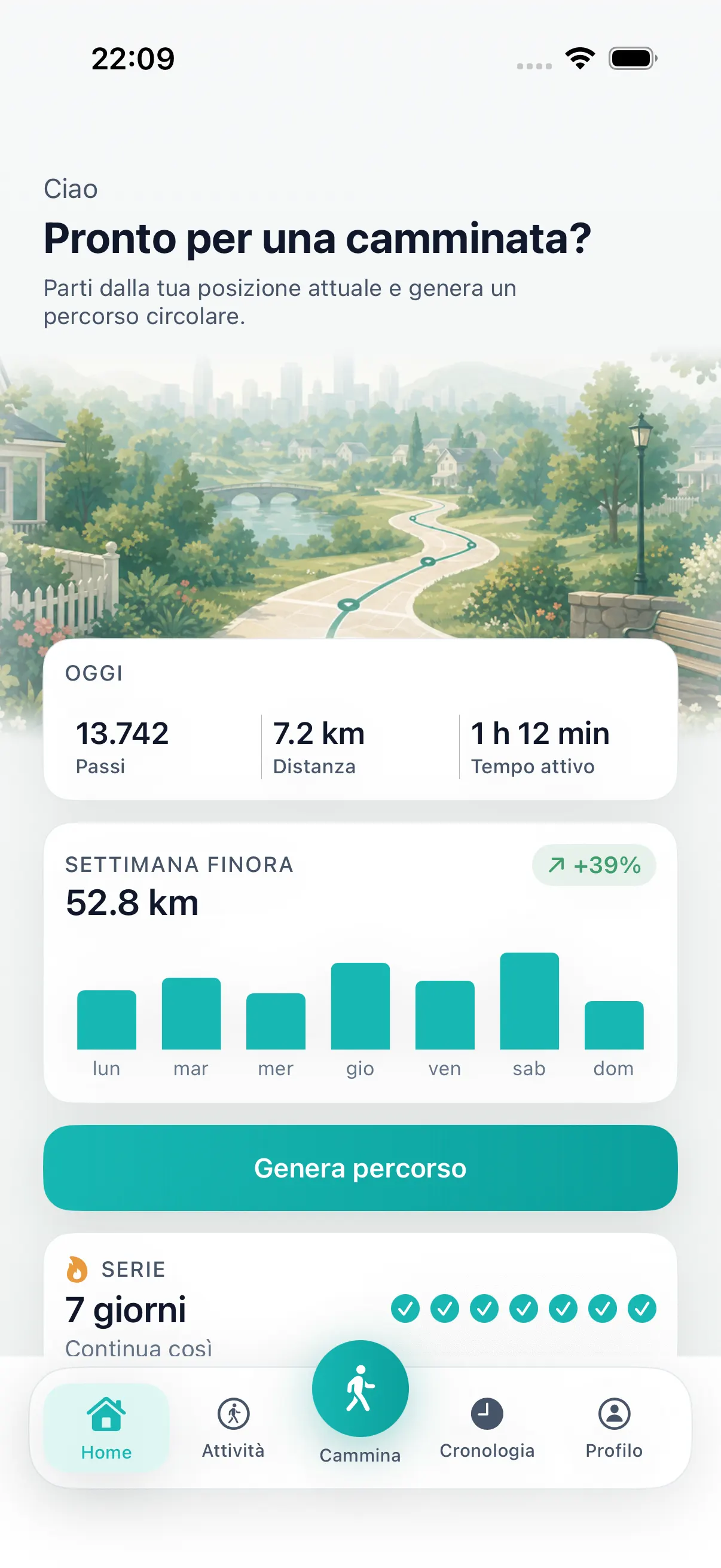 DailyWander home screen