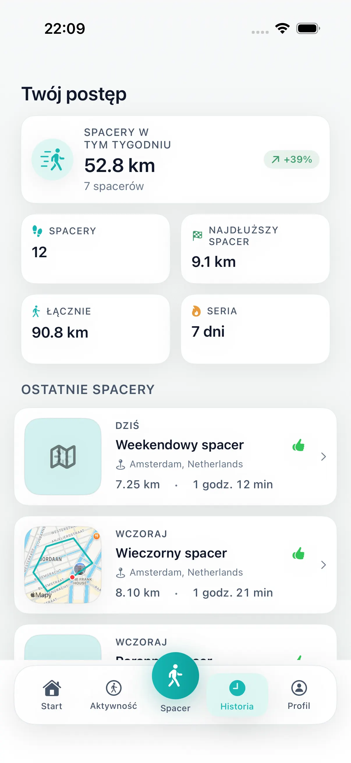 Aplikacja do spacerów iPhone