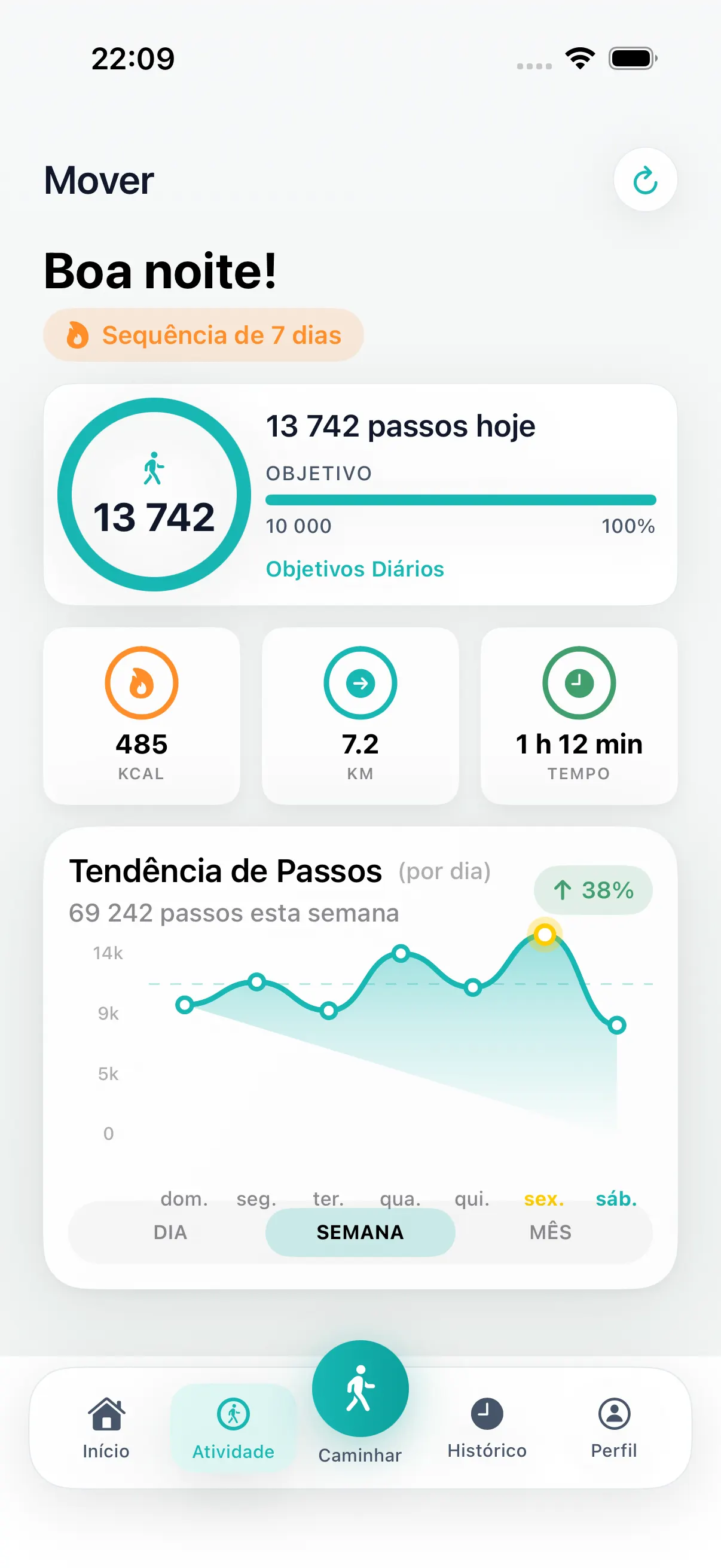 App de caminhada para iPhone