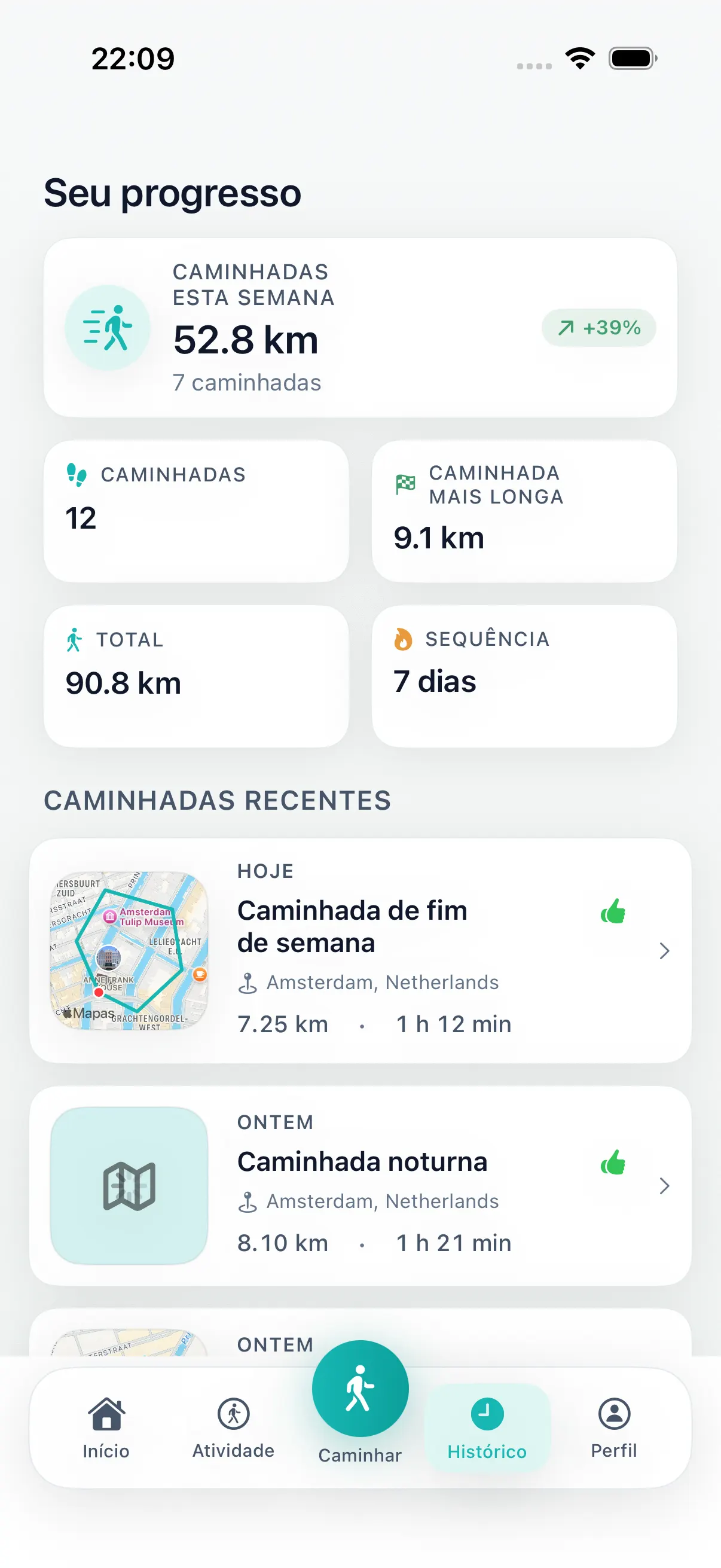 App de caminhada para iPhone