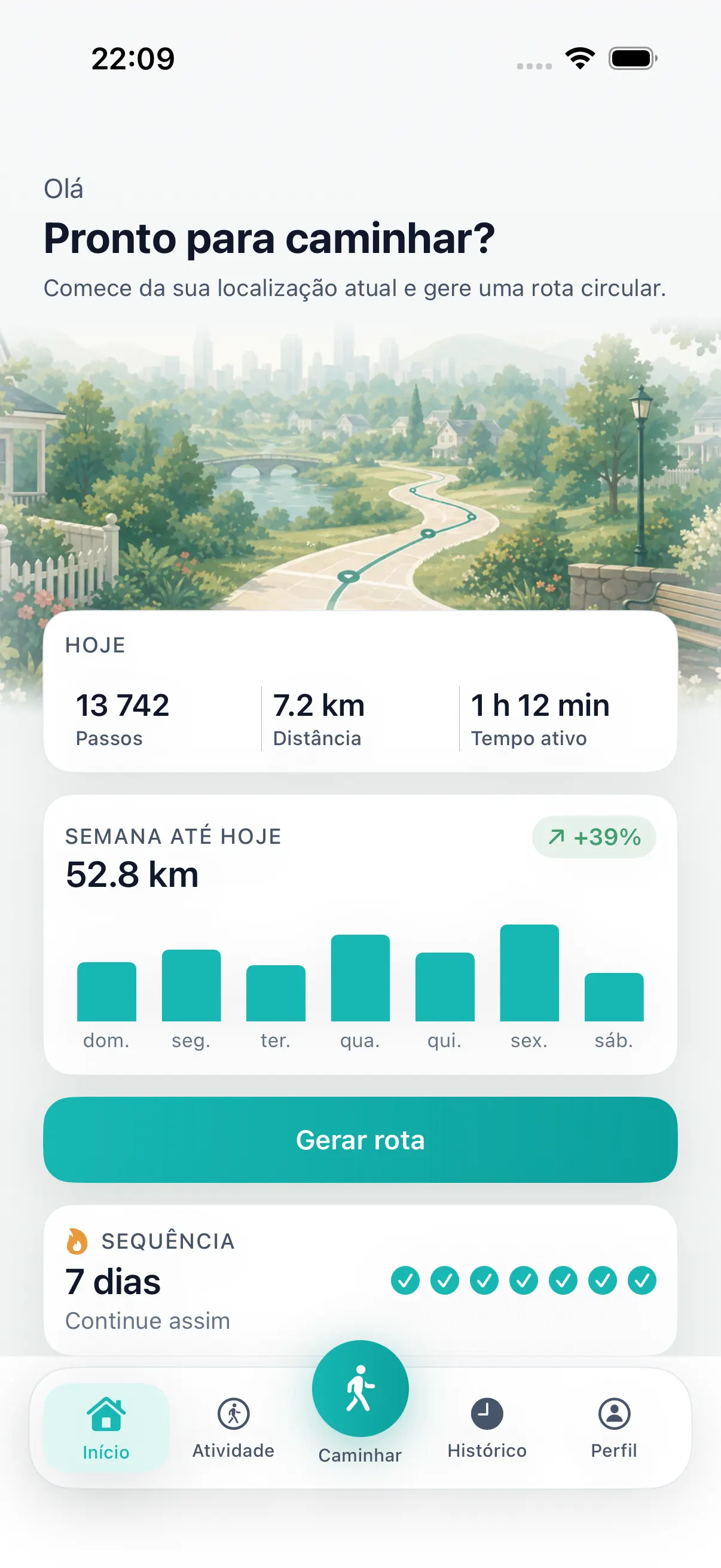 DailyWander home screen